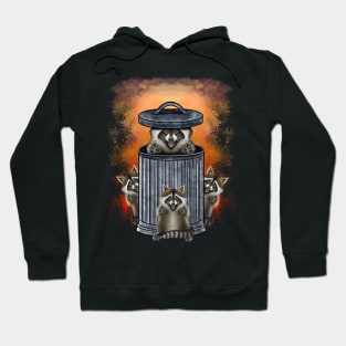 Trick or trash cute raccoons family Hoodie